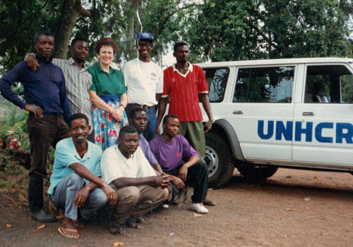 Betty with some of the base-camp staff in Goma during the Rwandan crisis 1993