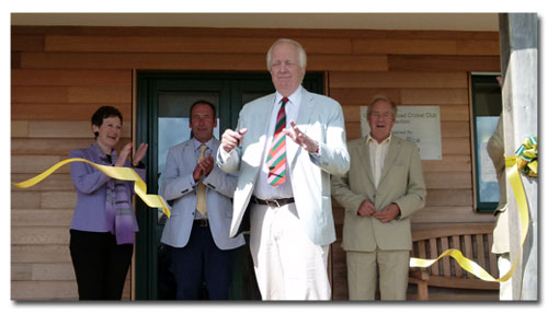 Sir Tim Rice opens the new pavilion for the Grampound Road Cricket Club